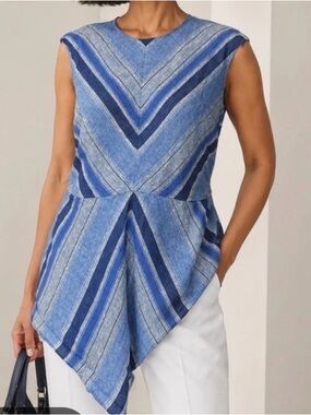 Chico’s Black Label Chevron Blue Tunic Size 1 = M